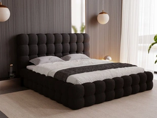 Lit Coffre rembourré avec sommier relevable 180x200 Twist Noir