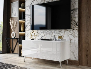 Meuble TV Rangement avec éclairage LED Noaé Blanc