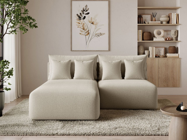 Canapé d'Angle Gauche Convertible avec Coffre Ronni Beige