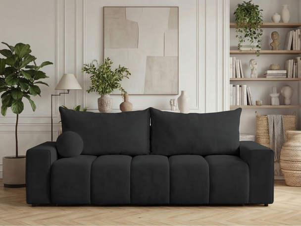 Canapé Droit Convertible avec Coffre Miro Noir