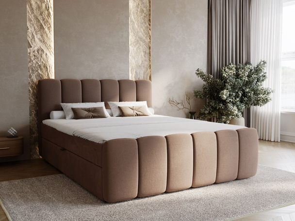 Lit Boxspring avec Coffre de Rangement 200x200 Cloud Marron