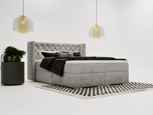Lit Boxspring avec Coffre de Rangement 120x200 Lion Gris