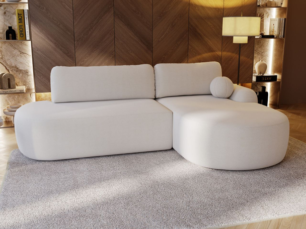 Canapé d'Angle Droit Convertible avec Coffre Aurio O Blanc