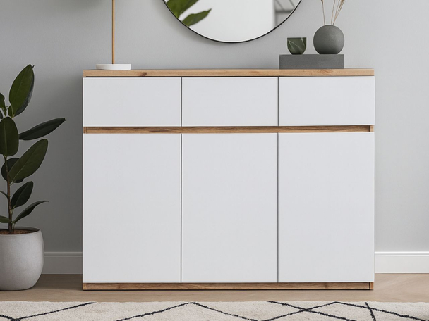 Commode de Rangement Arcadia Marron, Blanc