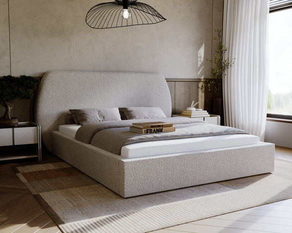 Lit Coffre rembourré avec sommier relevable 120x200 Blossom Gris