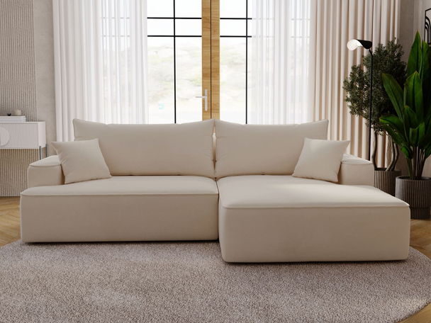 Canapé d'Angle Droite Convertible avec Coffre California Beige