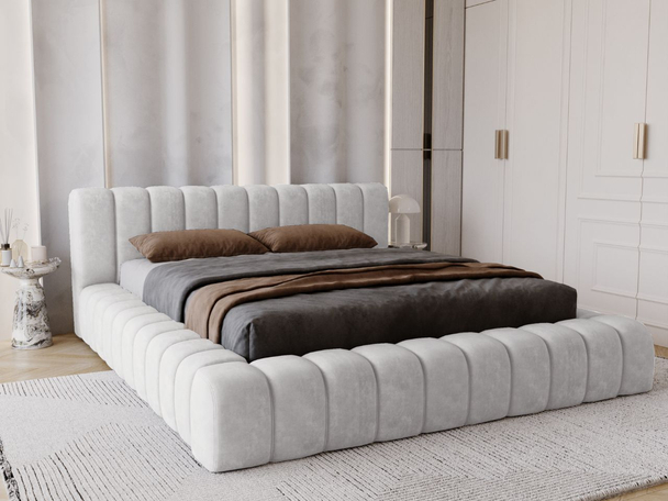 Lit Coffre rembourré avec sommier relevable 120x200 Italia Gris clair