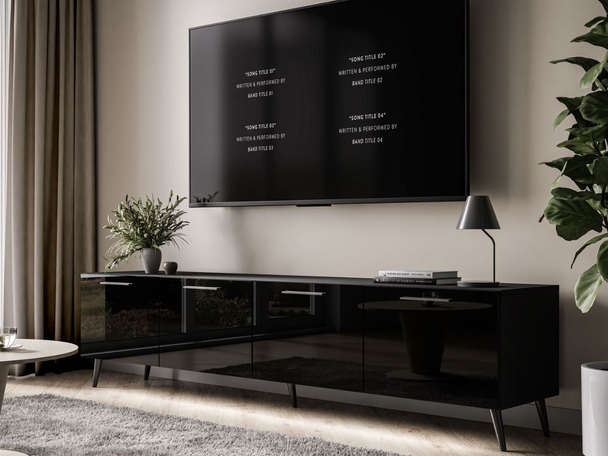 Meuble TV Rangement avec éclairage LED Noaé Noir