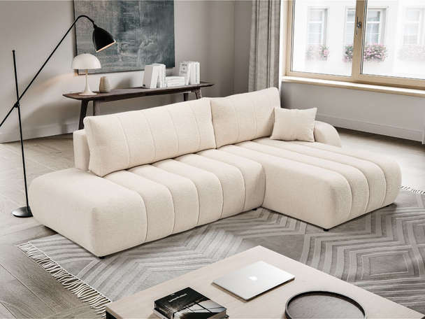 Canapé d'Angle Droite Convertible avec Coffre Adoro Beige clair