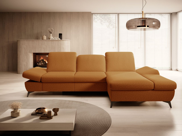 Canapé d'Angle Droite Convertible avec Coffre Hannover Orange