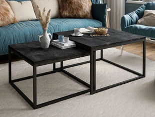 Table basse sur un cadre en métal noir Asumi Noir 36x42