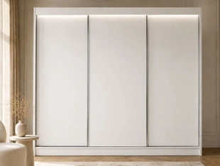 Armoire Portes Coulissantes avec éclairage LED Diano Blanc