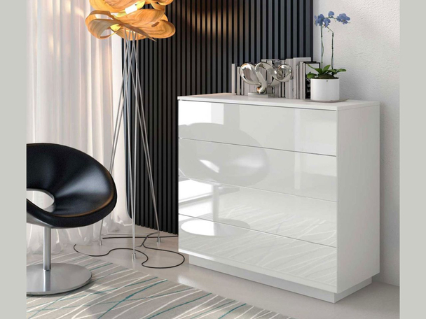 Commode de Rangement avec éclairage LED Nuveo Blanc