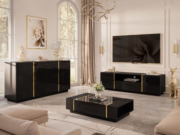 Ensemble de meubles de salon Lunelie Noir brillant