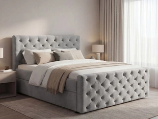 Lit Boxspring avec Coffre de Rangement 140x200 Montego Gris clair
