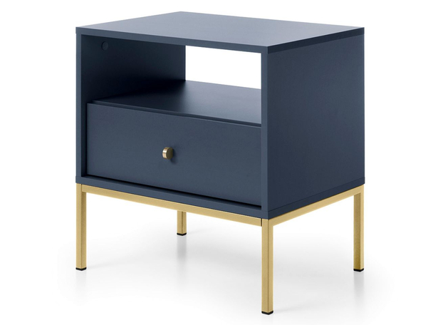 Table de Chevet avec Tiroir sur Pieds Dorés Amor Bleu Marine