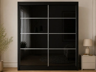 Armoire à portes coulissantes avec éclairage LED Ponti Noir