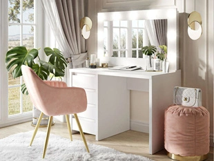 Coiffeuse avec miroir et éclairage LED Nesso Blanc mat
