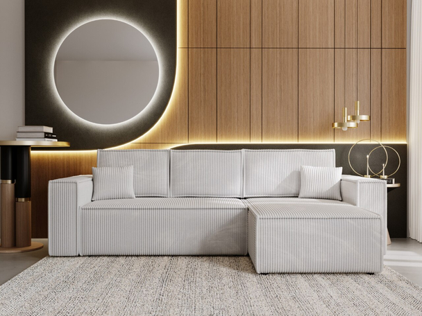 Canapé d'Angle Convertible avec Coffre Réversible Prato XL Gris clair