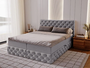 Lit Boxspring avec Coffre de Rangement 160x200 Canolo Gris