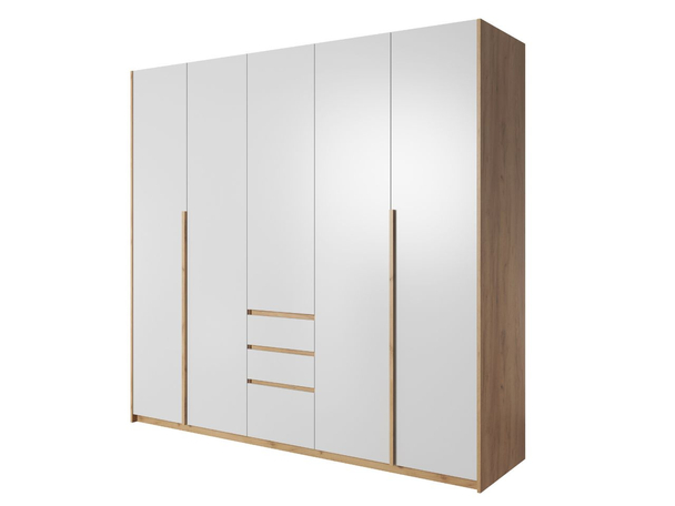 Armoire Portes Battantes Baffi Blanc, Chêne Craft doré