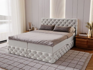 Lit Boxspring avec Coffre de Rangement 180x200 Canolo Gris clair