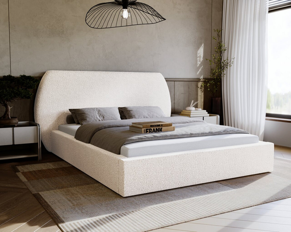 Lit Coffre rembourré avec sommier relevable 120x200 Blossom Créme