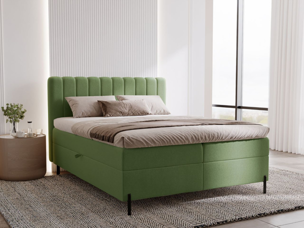Lit Boxspring avec Coffre de Rangement 160x200 Primavera Vert