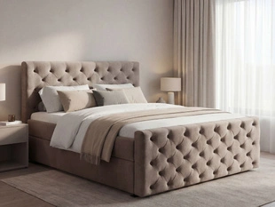 Lit Boxspring avec Coffre de Rangement 140x200 Montego Marron