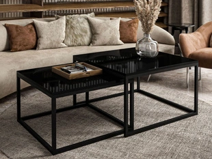 Tables Basses Gigognes Asumi Brillant noir 40x46