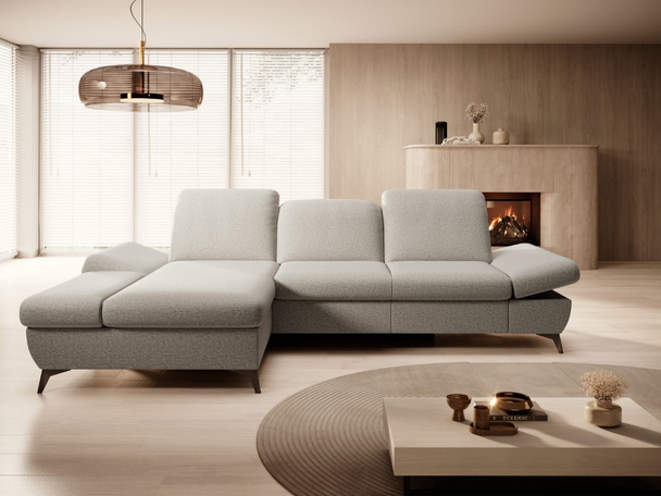 Canapé d'Angle Gauche Convertible avec Coffre Hannover Beige