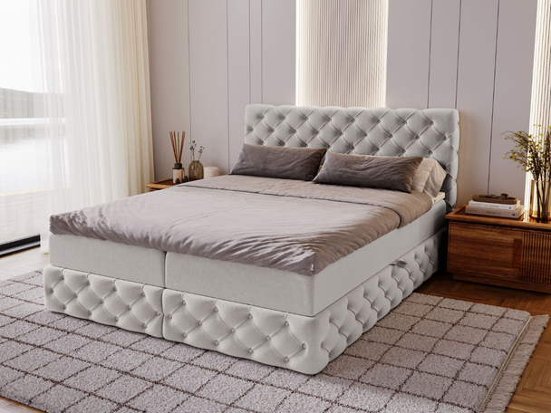 Lit Boxspring avec Coffre de Rangement 120x200 Canolo Gris clair