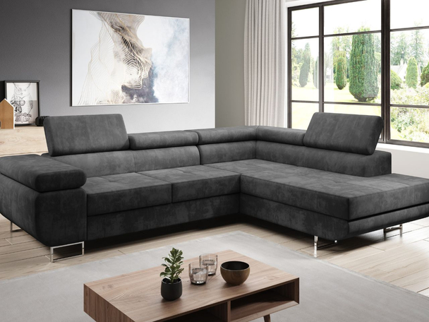 Canapé d'Angle Droite Convertible avec Coffre Solam L Gris foncé