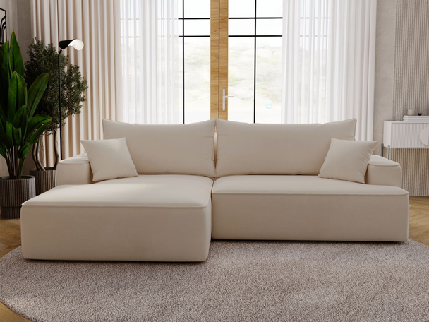 Canapé d'Angle Droite Convertible avec Coffre California Beige