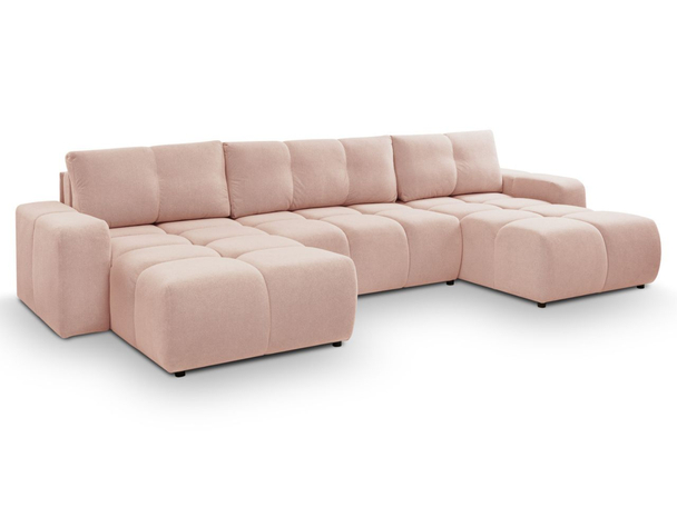 Canapé Panoramique Convertible avec Coffre Sile U Rose