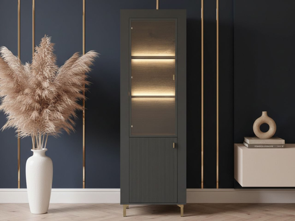 Moderne Vitrine avec LED Messina Noir