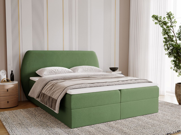 Lit Boxspring avec Coffre de Rangement 180x200 Bogota Vert