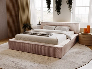 Lit Coffre rembourré avec sommier relevable 160x200 Lago Marron