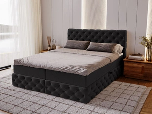 Lit Boxspring avec Coffre de Rangement 180x200 Canolo Noir