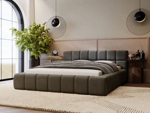 Lit Coffre rembourré avec sommier relevable 180x200 Alicante Gris foncé