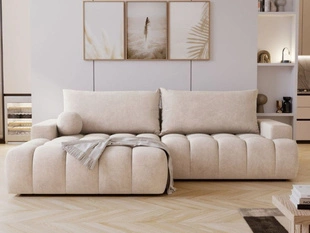 Canapé d'Angle Gauche Convertible avec Coffre Havi Beige clair