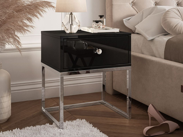 Table de chevet avec cadre en métal Brisa Brillant noir