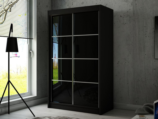 Armoire à portes coulissantes avec éclairage LED Ponti Noir