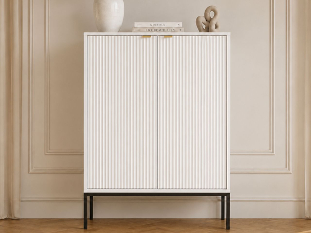 Buffet avec Portes sur Pieds Noirs Amber Blanc