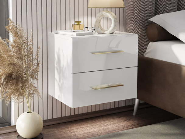 Table de chevet suspendue avec tiroirs Nuveo Lux Blanc