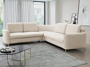 Canapé d'angle droit Convertible avec Coffre Limon Beige