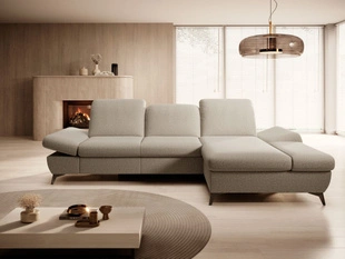 Canapé d'Angle Droite Convertible avec Coffre Hannover Marron clair