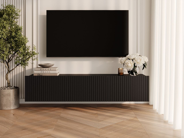 Meuble TV avec portes 150 cm Kioto Noir