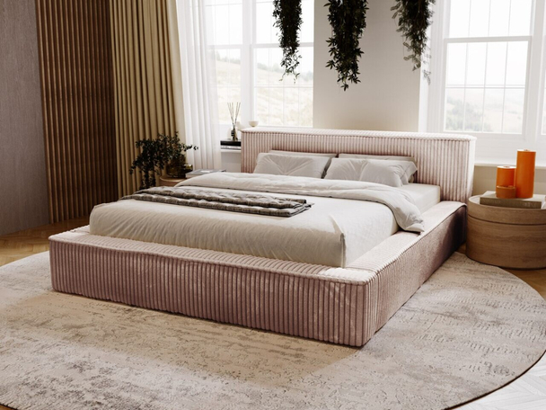 Lit Coffre rembourré avec sommier relevable 160x200 Lago Marron