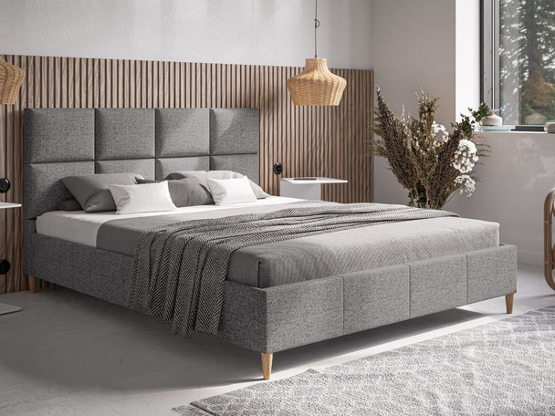 Łóżko tapicerowane ze stelażem 160x200 Luxe szary